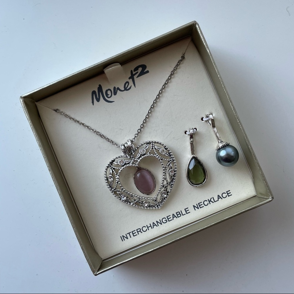 Silver Heart Necklace wih Interchangeable Charms